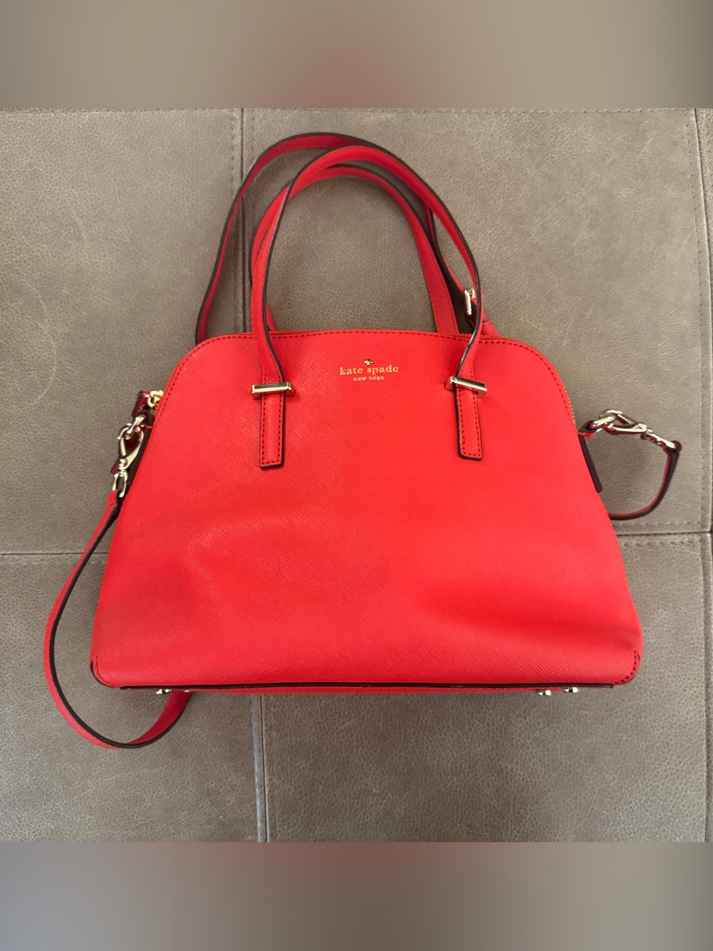 Kate Spade Red Leather Purse/Crossbody bag with Gold Hardware